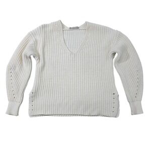 Everlane Sweater Womens S White Pullover Knit V Neck‎ Cotton Cottagecore Neutral